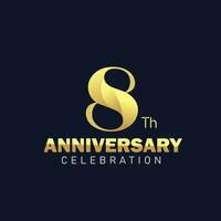 8ª aniversário logotipo projeto, dourado aniversário logotipo. 8ª aniversário modelo, 8ª aniversário celebração vetor