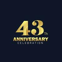 43º aniversário logotipo projeto, dourado aniversário logotipo. 43º aniversário modelo, 43º aniversário celebração vetor