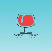 vinho logotipo com transparente vidro preenchidas com vermelho vinho vetor