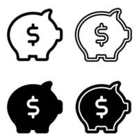 conjunto de vetores de ícone de dinheiro. coleção de sinal de ilustração de finanças. símbolo bancário.