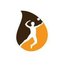 voleibol clube logotipo crachá rótulo voleio bola logotipo Projeto modelo vetor