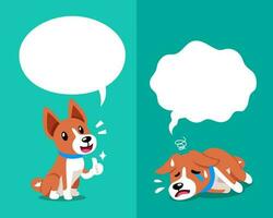 vetor desenho animado personagem basenji cachorro expressando diferente emoções com discurso bolhas