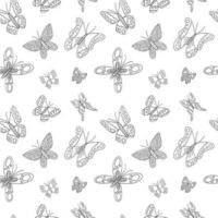 vetor borboletas perfeito padronizar. mão desenhado borboleta Preto e branco padronizar