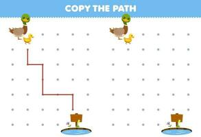 Educação jogos para crianças cópia de a caminho Socorro Pato mover para a lagoa imprimível Fazenda planilha vetor