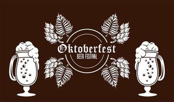 pôster do festival de celebração da oktoberfest com copos de cerveja vetor