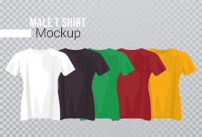 cinco cores do conjunto de camisas maquete vetor