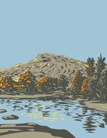 Barker dam dentro do país das maravilhas das rochas no parque nacional de joshua tree localizado na arte de pôster wpa da califórnia vetor