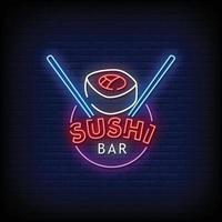 Vetor de texto de estilo de sinais de néon de sushi bar