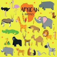 vetor ilustração conjunto do africano animais dentro desenho animado estilo.