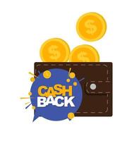 pôster de cashback de dinheiro com moedas de dólar de ouro vetor