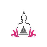 feliz vesak dia, Buda purnima desejos saudações com Buda e lótus ilustração. pode estar usava para poster, bandeira, logotipo, fundo, saudações, impressão projeto, festivo elementos. vetor