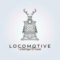 linha arte retro locomotiva vetor logotipo modelo ilustração projeto, ícone vintage trem