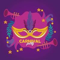 festa de carnaval mardi gras com máscara e penas vetor