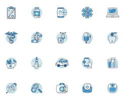 pacote de vinte ícones de conjunto de saúde médica vetor