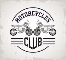motocicletas de rua veículos estilo motocicleta com letras do selo do clube vetor
