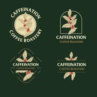 cafeteria roastery vintage logotipo conjunto vetor