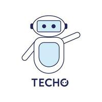 uma fofa mascote robô logotipo ilustração - techo vetor