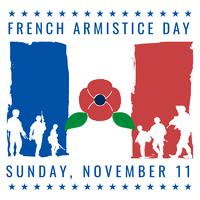 Poster velho do vintage do armistício de France com projeto de cartão francês das cores da bandeira vetor