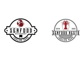 frutos do mar logotipo Projeto restaurante fresco caranguejo e camarão logotipo para rótulo produtos e frutos do mar fazer compras vetor
