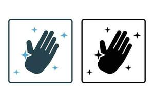 limpar \ limpo mão ícone. ícone relacionado para higiene. sólido ícone estilo Projeto. simples vetor Projeto editável