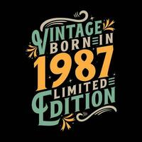 vintage nascermos dentro 1987, nascermos dentro vintage 1987 aniversário celebração vetor