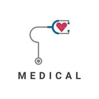 médico estetoscópio logotipo modelo Projeto vetor