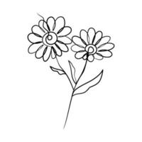 contínuo 1 linha arte desenhando do beleza margarida flor vetor
