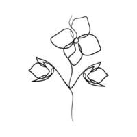 contínuo 1 linha arte desenhando do beleza jasmim flor vetor