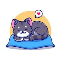 fofa gato dormindo em travesseiro desenho animado vetor ícone ilustração. animal natureza ícone conceito isolado Prêmio vetor. plano desenho animado estilo