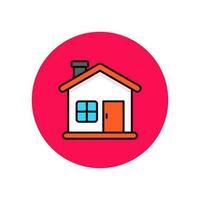 casa ícone com colorida Projeto dentro vermelho círculo forma isolado em branco fundo vetor