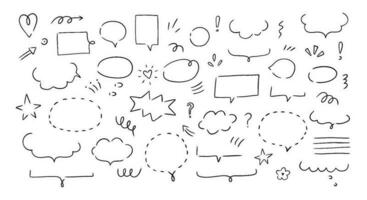 mão desenhado conjunto Eu discurso bolhas, nuvens e e rabisco elementos. isolado simples vetor ilustração.