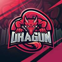 design do logotipo do mascote do dragão esport vetor
