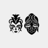conjunto do africano tribal máscaras. coleção do diferente indiano, asteca mascarar em branco fundo vetor