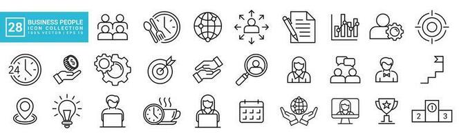 coleção ícone do o negócio pessoas, trabalho, trabalhando horas, trabalho em equipe, sucesso, classificação, editável e redimensionável vetor ícones eps 10.