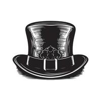 st patrick dia chapéu, vintage logotipo linha arte conceito Preto e branco cor, mão desenhado ilustração vetor
