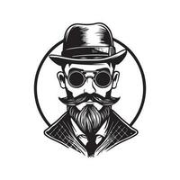 hipster rico, vintage logotipo linha arte conceito Preto e branco cor, mão desenhado ilustração vetor