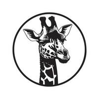 girafa, vintage logotipo linha arte conceito Preto e branco cor, mão desenhado ilustração vetor