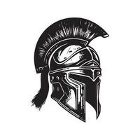 capacete do a espartano, vintage logotipo linha arte conceito Preto e branco cor, mão desenhado ilustração vetor