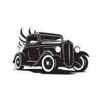 quente Cajado carro, vintage logotipo linha arte conceito Preto e branco cor, mão desenhado ilustração vetor