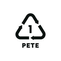 pete 1 plástico reciclar símbolo ícone vetor