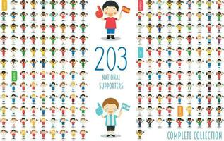 conjunto do 203 nacional esporte equipe apoiantes a partir de todos sobre a mundo vetor ilustração