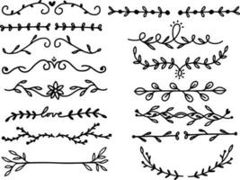 conjunto coleção mão desenhar botânico floral divisores ilustração vetor