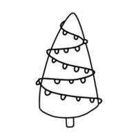 mão desenhado esboço ilustração do Natal árvore com guirlandas. Natal elementos dentro rabisco estilo vetor