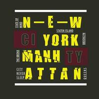 Manhattan texto quadro, Armação gráfico, tipografia t camisa, vetor Projeto ilustração, Boa para casual estilo