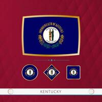 conjunto do Kentucky bandeiras com ouro quadro, Armação para usar às esportivo eventos em uma Borgonha abstrato fundo. vetor