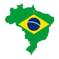 Brasil mapa silhueta com bandeira isolado em branco fundo vetor