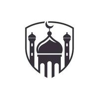 escudo e mesquita vetor logotipo, logotipo com uma minimalista estilo. vetor logotipo modelo