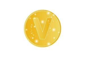 carta v ouro ícone logotipo Projeto modelo vetor