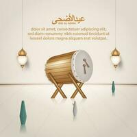 eid al adha islâmico cumprimento cartão com isâmico tambor , poster, bandeira projeto, vetor ilustração