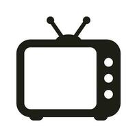retro televisão ícone dentro plano estilo, Preto e branco retro televisão ícone vetor